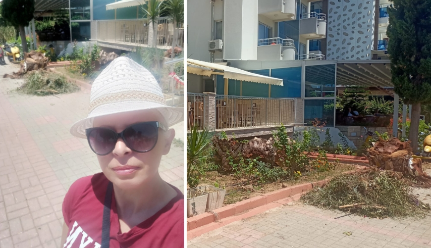 Одморот на Бисера ѝ се претворил во пекол: Ѝ паднала палма на главата во Турција (ФОТО)