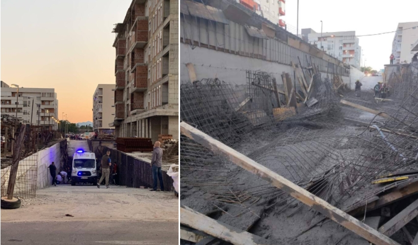 ХАОС, ПОВРЕДЕНИ СЕ РАБОТНИЦИ: Конструкцијата не издржа, бетонска плоча падна од зграда во изградба во Подгорица (ФОТО)