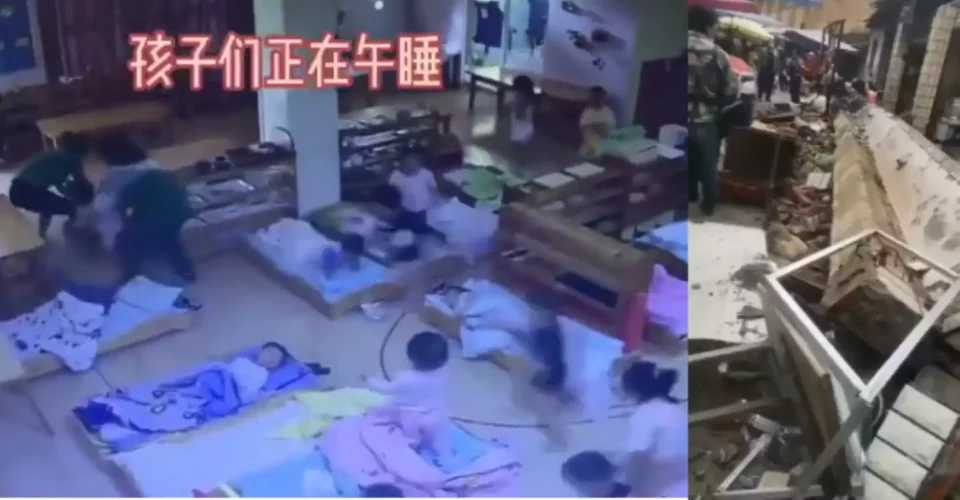 Се појави СНИМКА од градинка од земјотресот во Кина: Наставниците трчаат да ги заштитат децата (ВИДЕО)