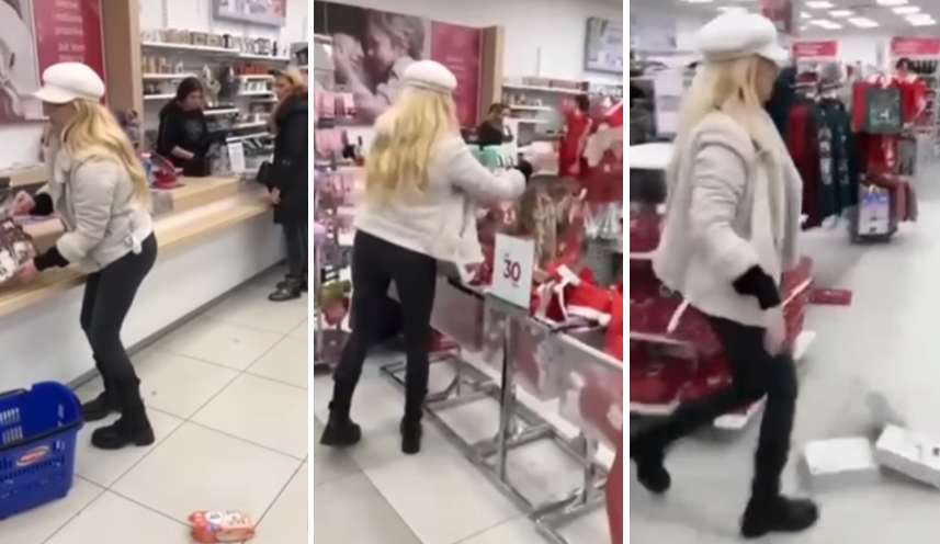 Збесната плавуша дивееше во продавница, нападна вработена, тројца едвај ја совладаа- шок снимка од Белград (ВИДЕО)