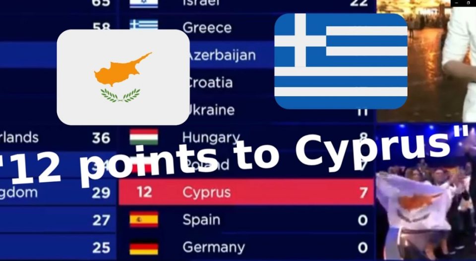 Грција речиси секогаш му даваше 12-КА на Кипар на Евросонг, но годинава Кипарците останаа шокирани